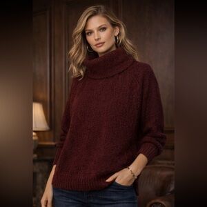 Altar’d State Maroon Knit Sweater – High Neck – Size L